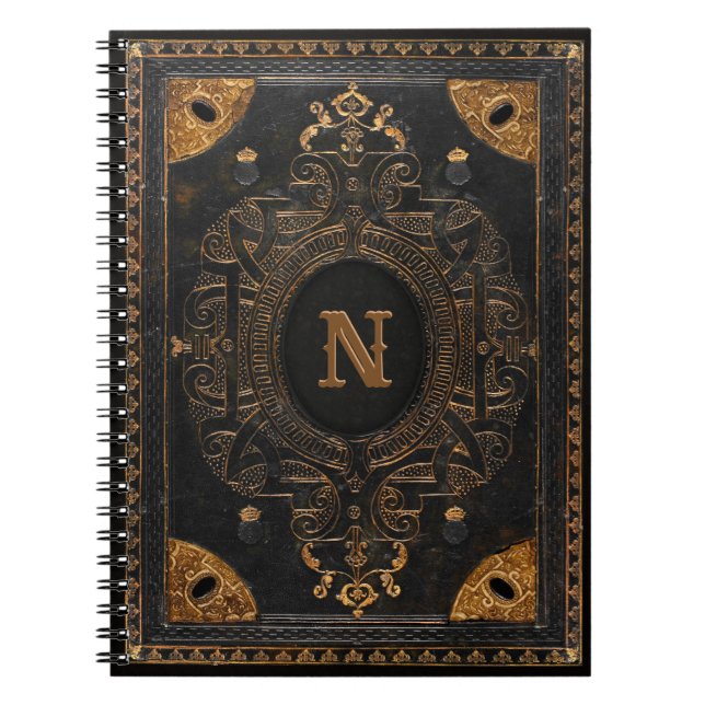 Carnet Antique Ornamental avec votre Monogramme (Devant)