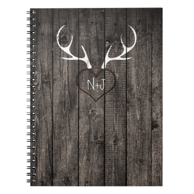 Carnet Antlers de cerfs rustiques et Mariage de coeur scu (Devant)