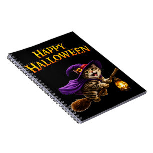 Carnet Appelle chaton sorcière tigré fantaisiste joyeux H