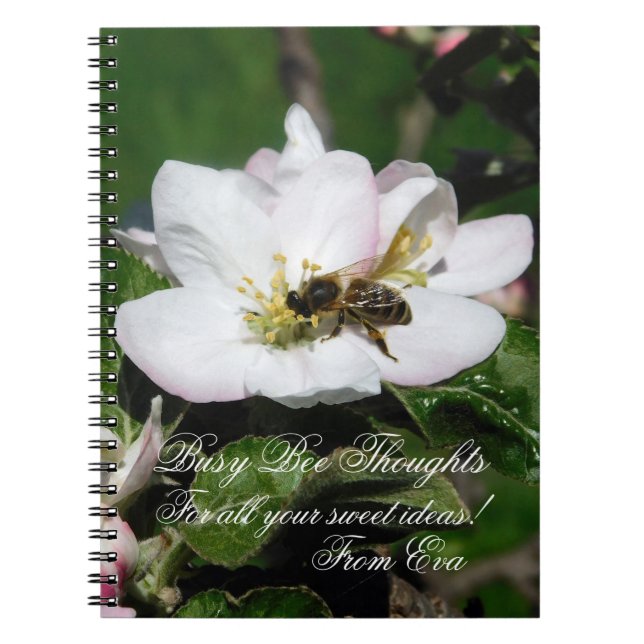 Carnet Apple Blossom & Bee Macro Photo | Personalized Nam (Devant)