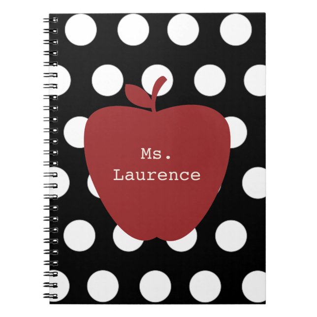 Carnet Apple et professeur rouges de point de polka (Devant)