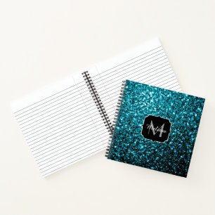Carnet Aqua bleu brillant faux paillettes scintillent Mon
