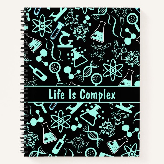 Carnet aqua bleu moderne biochimie vie complexe (Devant)