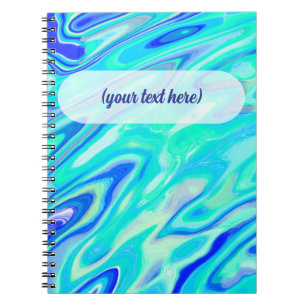 Carnet Aqua Blue Marble Texture Abstrait Motif liquide