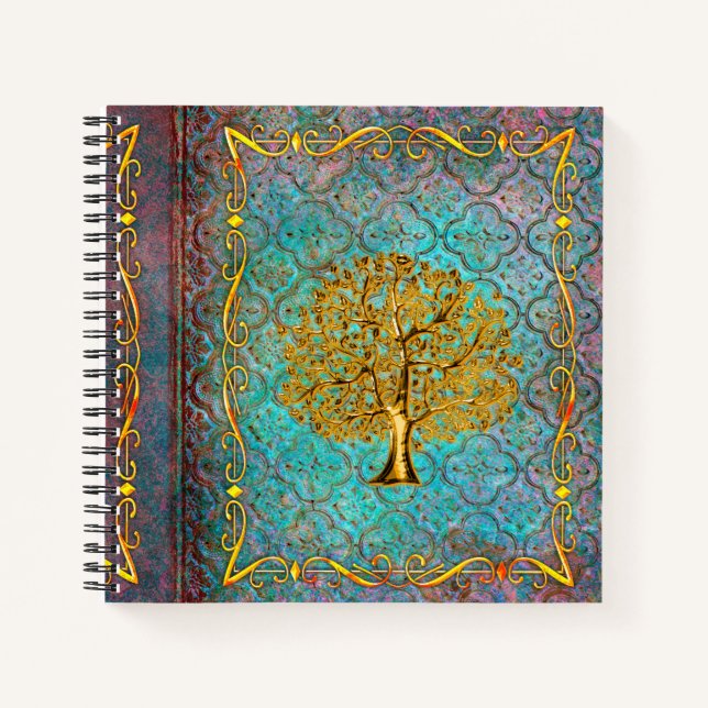 Carnet Aqua et Arbre d'or de la vie Tome antique (Devant)