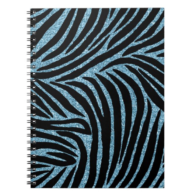 Carnet Aqua Faux Glitter Zebra Print (Devant)
