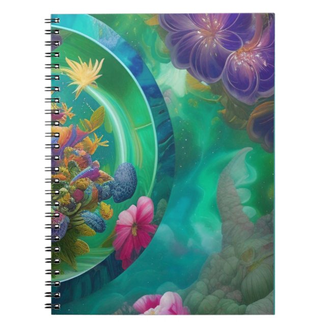 Carnet Aqua Floral Jardin sous-marin Abstrait (Devant)