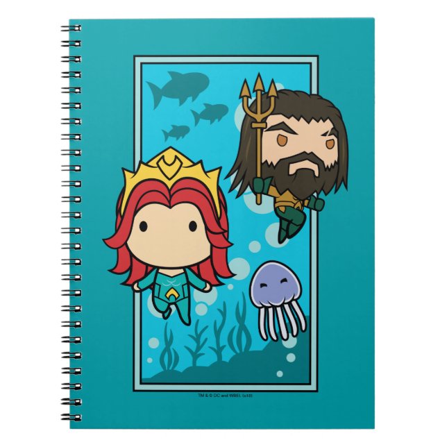 Carnet Aquaman | Chibi Mera & Aquaman Graphisme sous-mari (Devant)