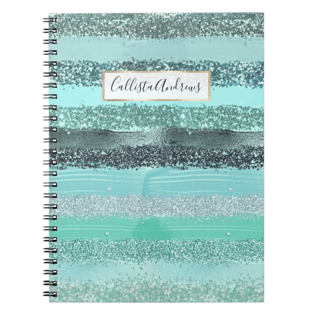 Carnet Aquamarine Parties scintillant Bleue Vert Bleu Bro (Devant)
