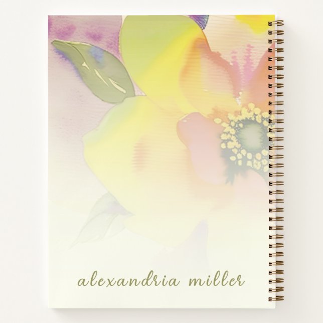 Carnet Aquarelle à gauche spirale florale (Dos)