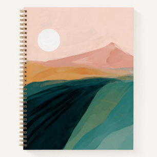 Carnet Aquarelle Abstraite Montagne Rose Vert Jaune