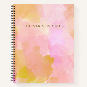 Carnet Aquarelle Abstraite rose or Recette personnalisée