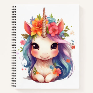 Carnet Aquarelle adorable mignonne jolie bébé licorne
