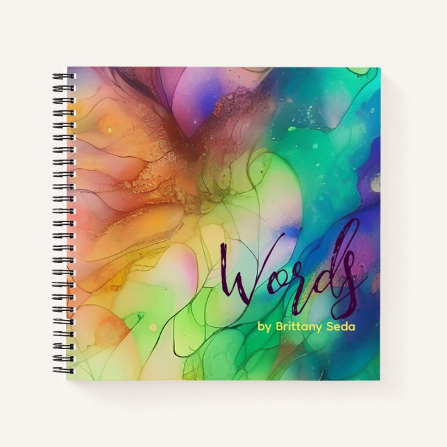 Carnet Aquarelle arc-en-ciel Abstraite (Devant)