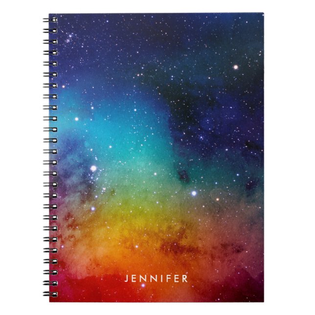 Carnet Aquarelle arc-en-ciel Galaxie (Devant)
