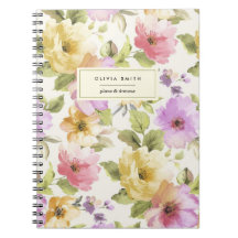 Aquarelle assez élégante Floral Girly Votre nom