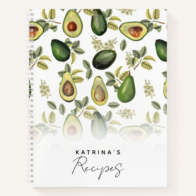 Carnet Aquarelle Avocado Motif Botanique Recette (Devant)