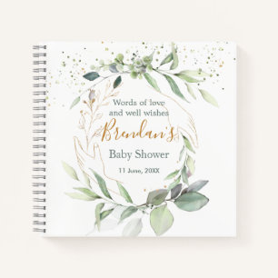 Carnet Aquarelle Baby shower de feuillage vert