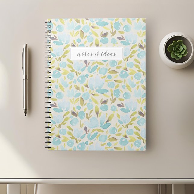 Carnet Aquarelle bleu floral (Créateur téléchargé)