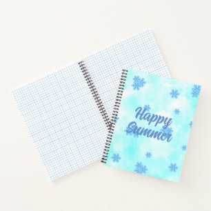 Carnet aquarelle bleu rétro floral peint main