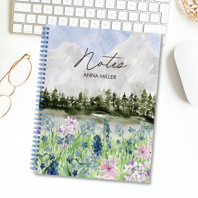 Carnet Aquarelle Bleu violet Meurtre de fleurs sur la mon (In situ office desk)