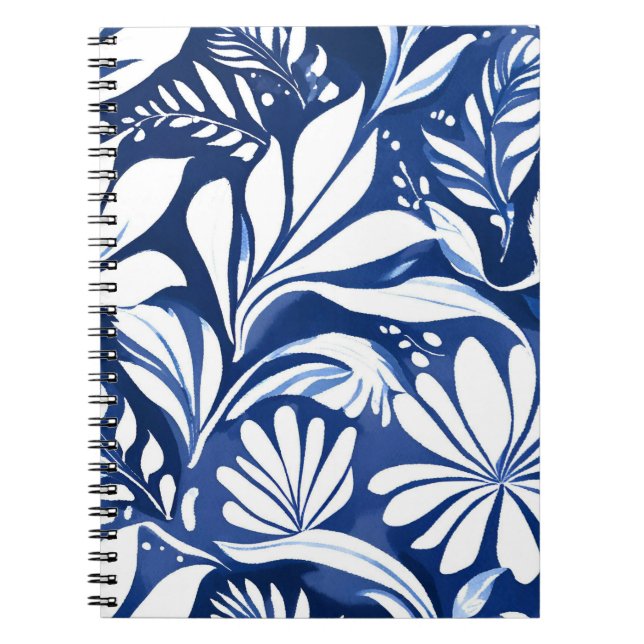 Carnet Aquarelle Bleue Botanique Motif Floral (Devant)