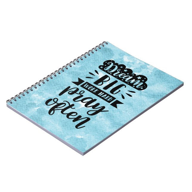 Carnet Aquarelle bleue - Rêver grand travail dur prier so (Côté gauche)