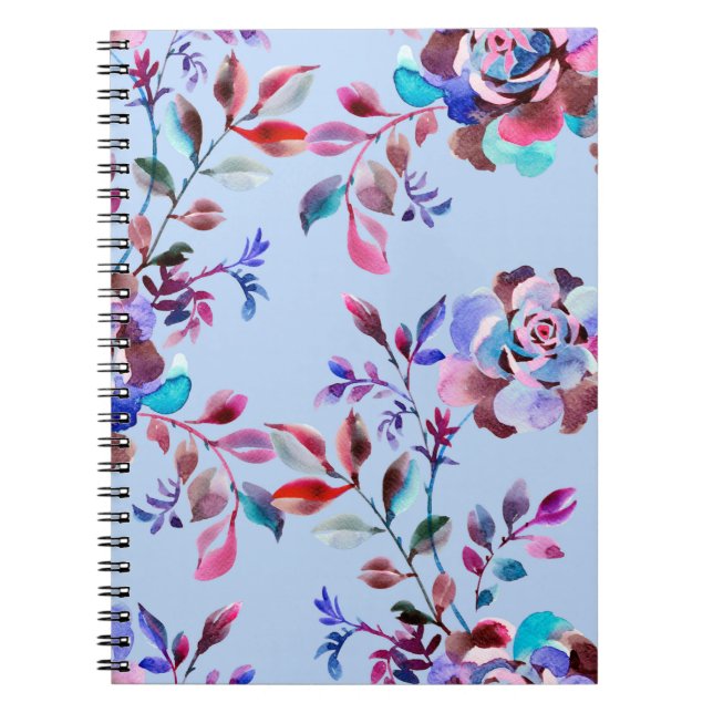 Carnet Aquarelle botanique sans couture motif. Main dessi (Devant)