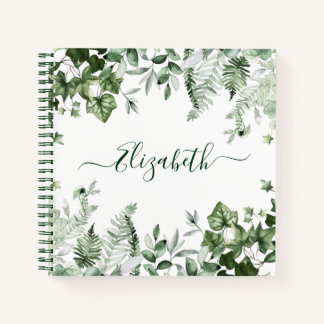 Carnet Aquarelle Botanique Verdure Ivy Sage Ferns