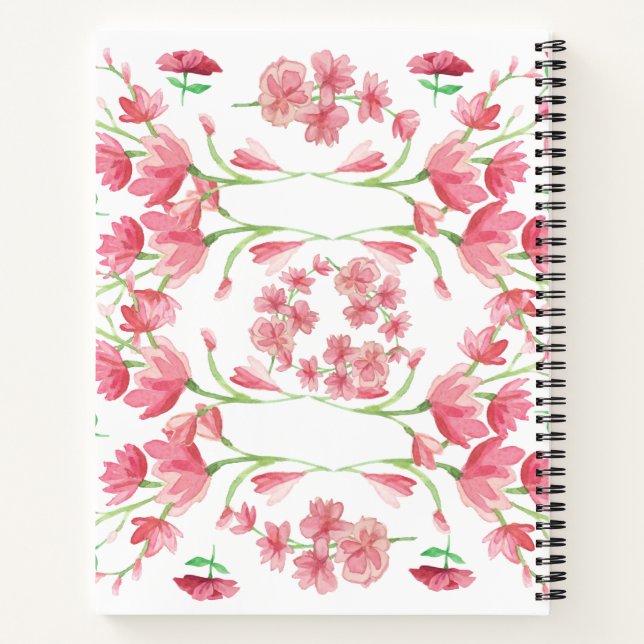 Carnet aquarelle, bouquet de rose, fleur rose (Dos)