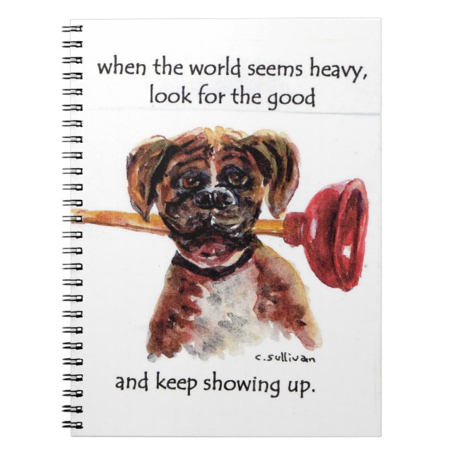 Carnet aquarelle Boxer + inspiration dicton (Devant)