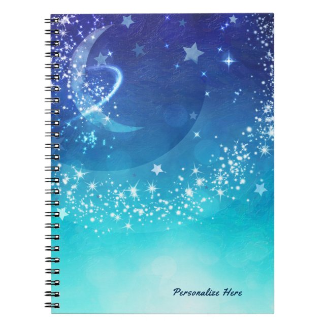 Carnet Aquarelle céleste de la lune de ciel étoilé (Devant)