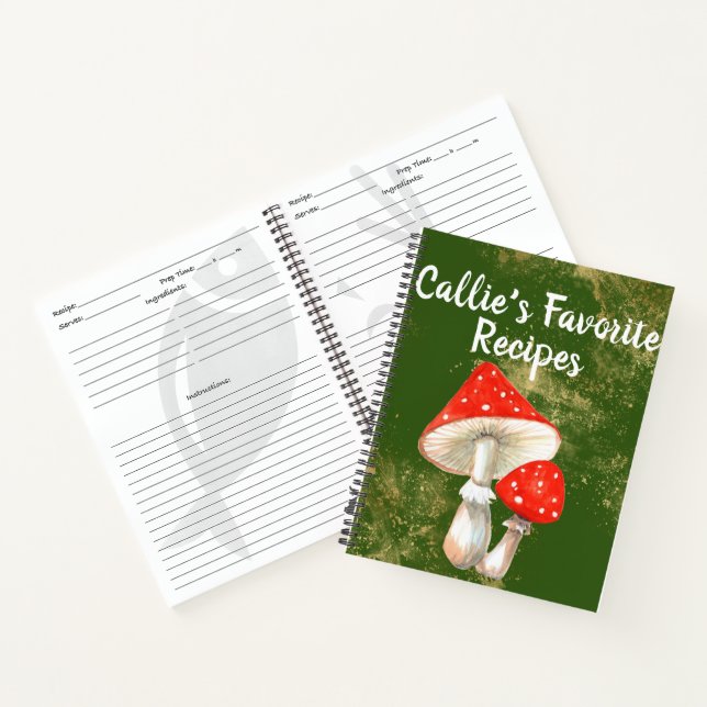Carnet Aquarelle Champignons Recette personnalisée (Intérieur)