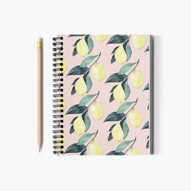 Carnet Aquarelle Citrons et Feuilles Motif jaune sans cou (Créateur téléchargé)