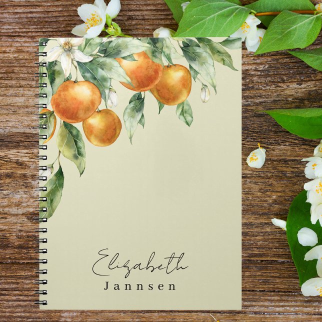 Carnet Aquarelle Citrus Floral Monogramme moderne (Créateur téléchargé)