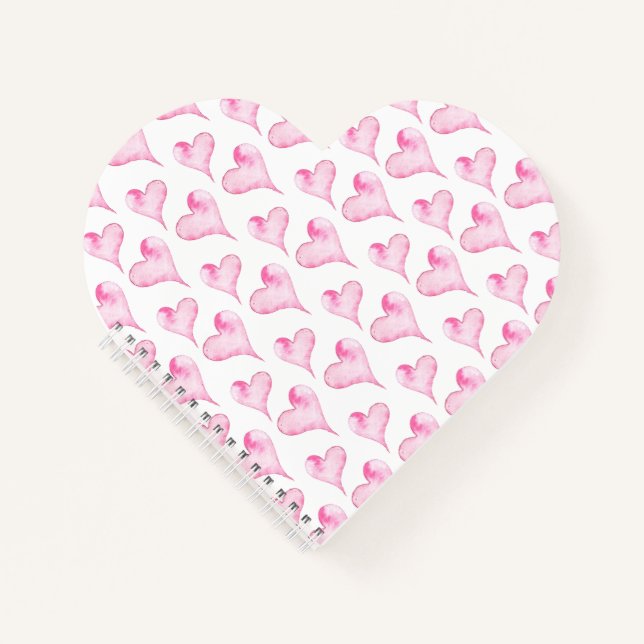 Carnet Aquarelle Coeurs roses Cadeau Saint-Valentin (Devant)