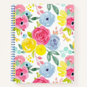 Carnet Aquarelle colorée brillante Motif floral
