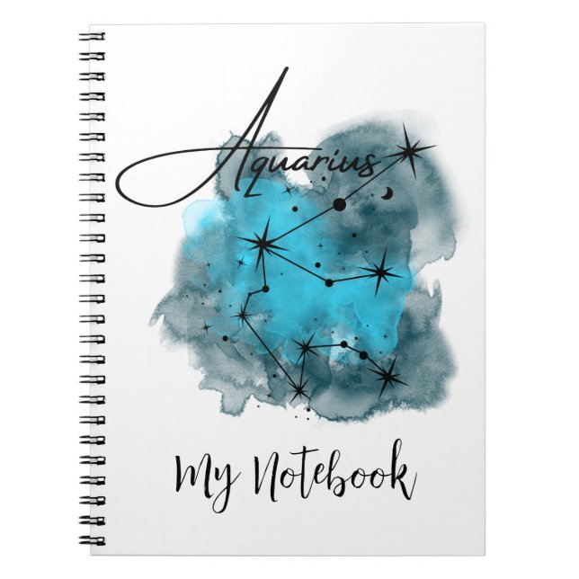 Carnet Aquarelle Constellation Zodiaque Aquarius (Devant)