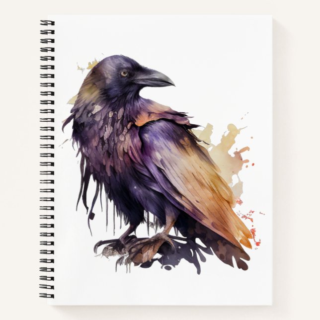 Carnet Aquarelle Corbeau - Orange (Devant)