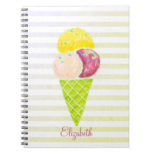 Carnet Aquarelle Crème glacée, Rayé