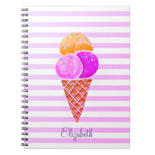 Carnet Aquarelle Crème glacée, Rayé