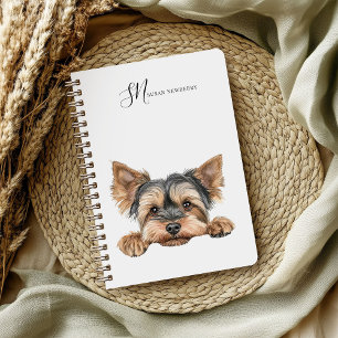 Carnet Aquarelle Cute Peeking Yorkie Personnalisé
