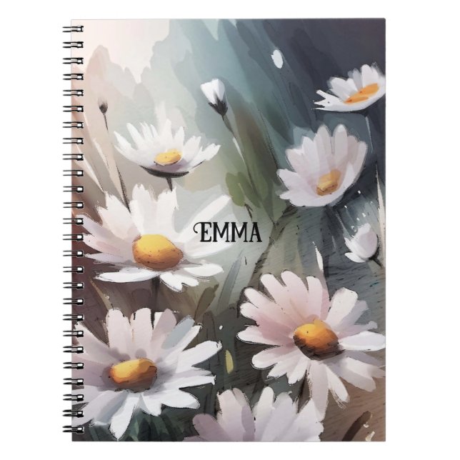 Carnet Aquarelle Daisées Nom personnalisé Texte (Devant)