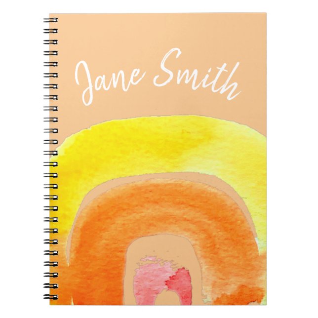 Carnet Aquarelle d'amour arc-en-ciel orange (Devant)