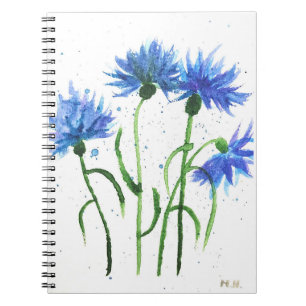 Carnet Aquarelle de fleurs bleues de Cornflowers