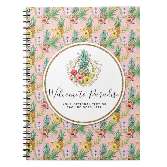 Carnet Aquarelle de fleurs d'ananas et de ketmie (Devant)
