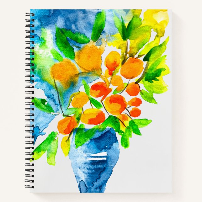 Carnet Aquarelle de fruits d'art kumquat orange (Devant)