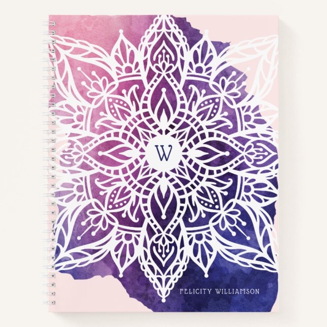 Carnet Aquarelle de mandala Spirituelle organique et géom (Devant)