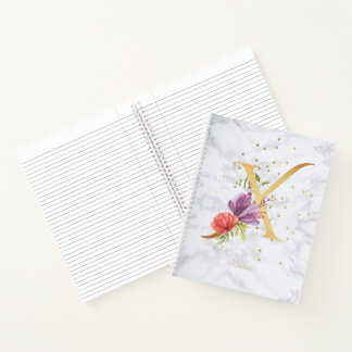 Carnet Aquarelle de marbre moderne Golden Monogram LETTRE