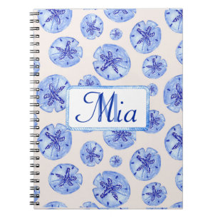 Carnet Aquarelle de sable bleu dollar-nom monogramme pers